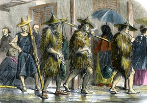 Coolies à Hong Kong, par temps de pluie, vers 1875