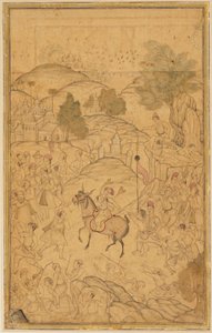 Scène de foule avec figure montée, 16ème siècle