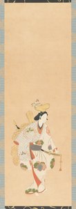 Danseuse en robe blanche, ornée de feuilles colorées - Unbekannt