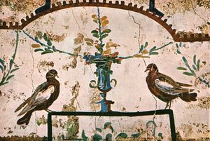 Décoration dans les catacombes de Praetextatus sur la Via Appia, Rome, Italie, 1928