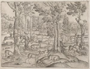 Cerfs dans la forêt, vers 1520 - Unbekannt