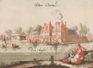 Den Omval, den Amstel, dans : Tooneel Der Voornaamste Nederlands Huizen, En Lust Hoven, Naar..., n.d. - Unbekannt