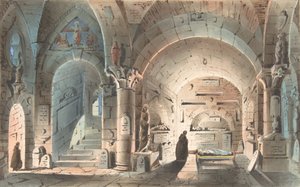 Conception pour un décor de scène : Scène de la crypte (1830-40)
