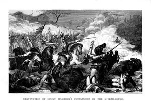 Destruction des cuirassiers du comte Bismarck par la mitrailleuse, c1870, 1875