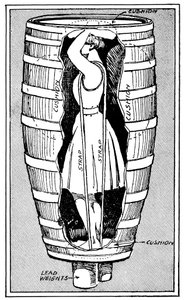 Diagramme de Mme Anne Edson Taylor dans le tonneau avec lequel elle a plongé dans les chutes du Niagara, 1901