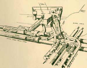 Diagramme de la nouvelle station de métro à Oxford Circus, 1930 - Unbekannt