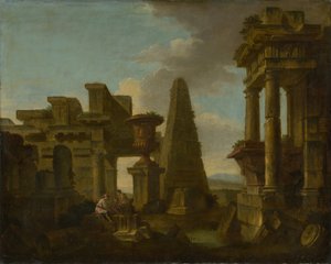 Joueurs de dés dans des ruines romantiques