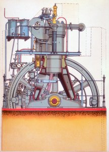 Moteur diesel : moteur à combustion interne inventé par Rudolph Diesel en 1897 c1910 - Unbekannt