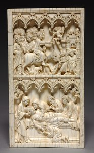 Diptyque avec des scènes de la vie du Christ aile droite : Entrée à Jérusalem et Mise au tombeau, vers 13e siècle
