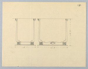 Dessin, Conception pour une petite table rectangulaire avec motifs de rosace - Unbekannt