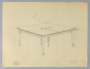 Dessin, Design pour une table à manger rectangulaire à six pieds - Unbekannt