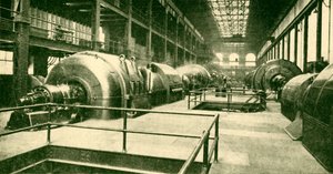 Dynamos à la grande station de production souterraine de Lots Road, Chelsea, 1930