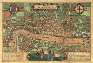 Première carte imprimée de Londres, 1574 - Unbekannt