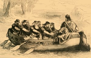 Edgar le Pacifique étant ramé sur la rivière Dee par huit princes tributaires, vers 1890 - Unbekannt