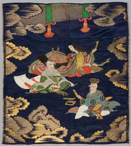 Fukusa brodé, fin des années 1800-début des années 1900