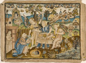 Image brodée : Abraham recevant les Anges, 2e moitié du 17e siècle