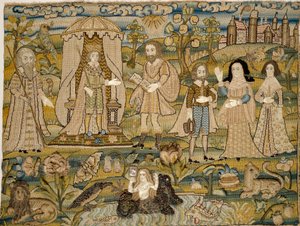 Image brodée : La Proclamation de Salomon, milieu du XVIIe siècle