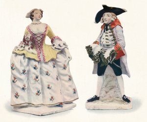 Figurines en porcelaine Bow exceptionnellement rares décorées en couleurs, vers 1750