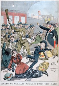 Excès des soldats britanniques dans une gare, 1902