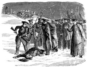 Prisonnier russe exilé étant discipliné, 1874