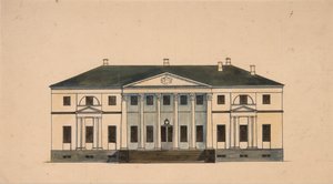 Façade de la maison dans le domaine Golitsyn Petrovo-Dalneye, premier quart du 19e siècle