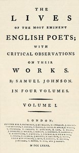 Fac-similé de la page de titre réduite des Vies des poètes de Johnson - rééditée sous forme séparée