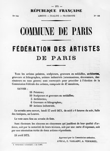 Fédération des Artistes, des affiches politiques françaises de la Commune de Paris, mai 1871