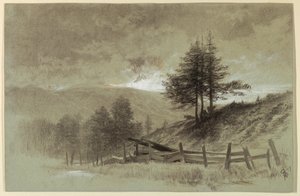 Champ avec clôture en bois - Unbekannt