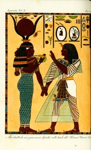 Figure de la déesse égyptienne Hathor avec le roi Séthi Ier de sa tombe à Thèbes, découverte par Giovanni Battista Belzoni
