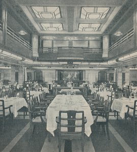 Salle à manger de première classe dans le Queen of Bermuda, 1937