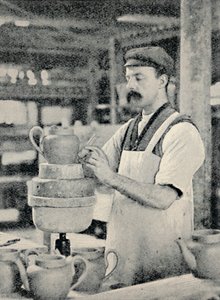 Fixation du bec sur une théière, vers 1917 - Unbekannt