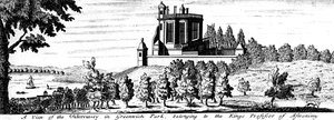 Maison Flamsteed dans le parc de Greenwich, Londres, fin 17e siècle