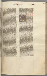 Fol. 123r, Rois III, initiale historiée E, un assistant amenant Abishag à David..., c. 1275-1300 - Unbekannt