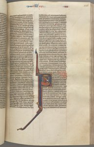 Fol. 136r, Rois IV, initiale historiée P, Achazia tombant d