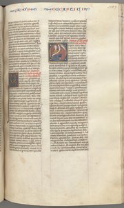Fol. 257r, Ecclésiastique, initiale historiée O, Sirach assis avec un parchemin, buste de Dieu au-dessus - Unbekannt