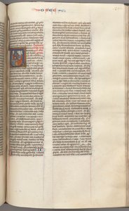Fol. 350r, Osée, initiale historiée V, Osée prêchant à trois hommes