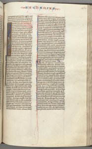 Fol. 365r, Zacharie, initiale historiée I, Zacharie debout avec un parchemin, vers 1275-1300