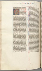 Fol. 368v, Malachie, initiale historiée O, Malachie assis avec un parchemin, c. 1275-1300 - Unbekannt