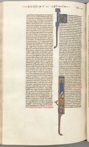Fol. 425v, Jean, initiale historiée I, Jean assis écrivant, vers 1275-1300 - Unbekannt