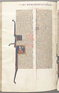 Fol. 455v, Thessaloniciens II, initiale historiée P, Paul assis avec une épée..., vers 1275-1300 - Unbekannt