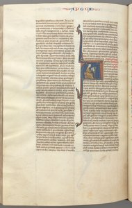 Fol. 482v, Révélations, initiale historiée A, Jean assis à un bureau écrivant... - Unbekannt