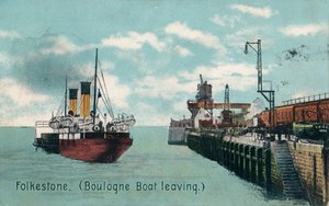 Départ du bateau Folkestone Boulogne, vers 1905