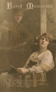 Souvenirs tendres, carte postale romantique envoyée par un soldat à sa bien-aimée - Unbekannt