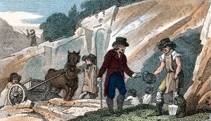Chasse aux fossiles dans la carrière de craie de Cherry Hinton, Cambridgeshire, 1822