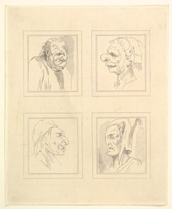 Quatre têtes de caricatures par Léonard de Vinci, d