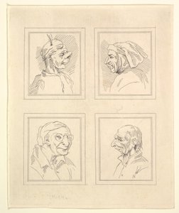 Quatre têtes de caricatures par Léonard de Vinci, d
