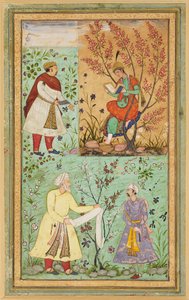 Quatre figures parmi les fleurs, 16e siècle