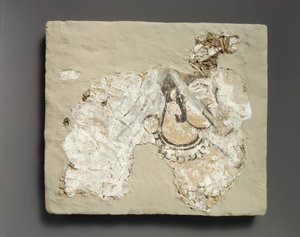 Fragment de peinture murale : femme avec un couvre-bouche padam, vers 7ème siècle après J.-C.