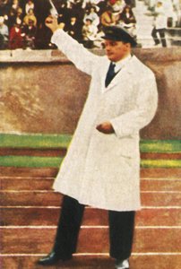 Franz Miller tirant au pistolet de départ