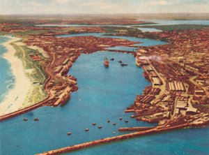 Le port de Fremantle vu du ciel, vers 1947